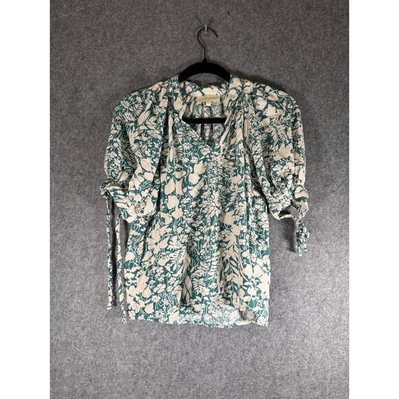 Cynthia Rowley Top Women‎ S Short Sleeve Balloon Sleeve Floral Feminine Romantic - Picture 1 of 7